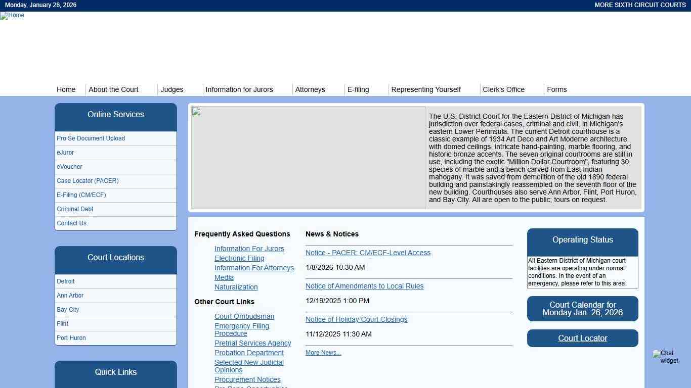 United States District Court -- Eastern Michigan District